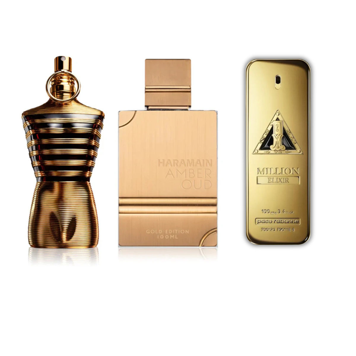 COMBO JEAN PAUL LE MALE ELIXIR, AL HARAMAIN AMBER OUD GOLD, ONE MILLIO ...